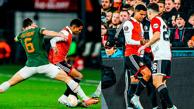 Marcos López salió lesionado en la victoria del Feyenoord ante el Shakhtar por la Europa League